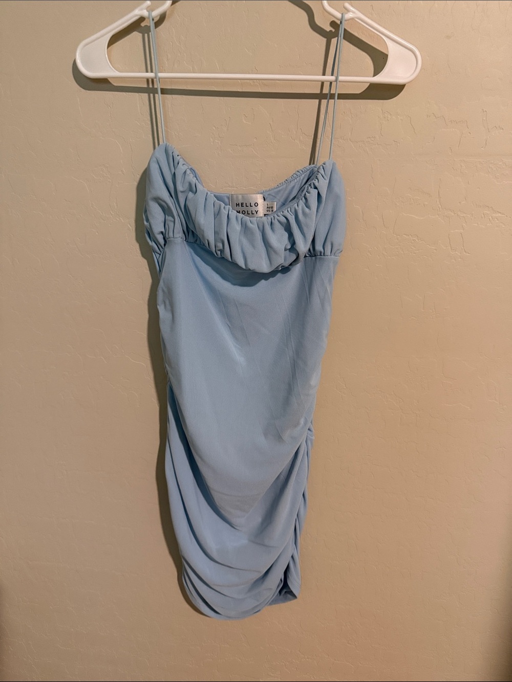 Hello Molly Baby Blue Draped Slip Mini Dress